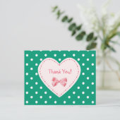 Vielen Dank, Emerald Green Heart Postkarte (Stehend Vorderseite)