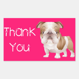 Vielen Dank Englisch Bulldog Puppy Dog Pink Sticke Rechteckiger Aufkleber