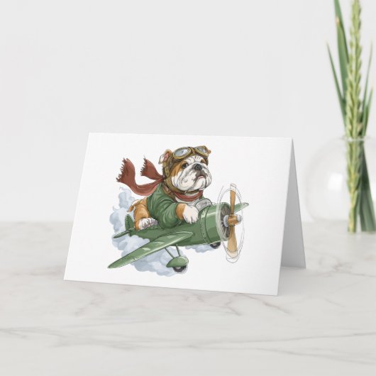 Vielen Dank, English Bulldog Pilot Flugzeug Dankeskarte (Vorderseite)
