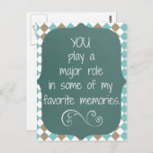 Vielen Dank Erinnerungen Zitat Postkarte (Vorne/Hinten)