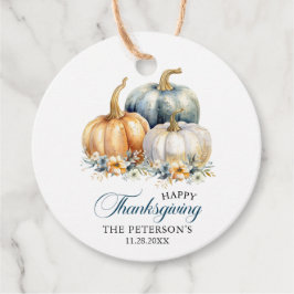 Vielen Dank Erntedank Blue Orange Gold Pumpkins Geschenkanhänger