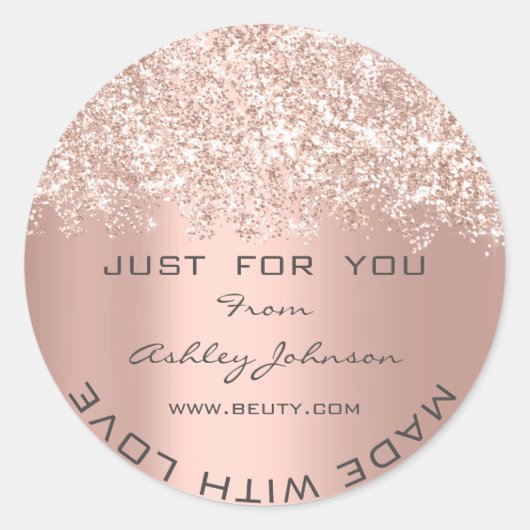 Vielen Dank, erstellt mit Liebe Glitzer Confetti R Runder Aufkleber (Vorderseite)