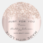 Vielen Dank, erstellt mit Liebe Glitzer Confetti R Runder Aufkleber (Vorderseite)