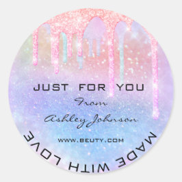 Vielen Dank, erstellt mit Liebe Holograph Glitzer Runder Aufkleber