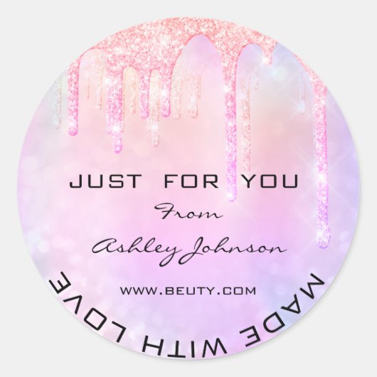 Vielen Dank, erstellt mit Liebe Spark Tropfen Glit Runder Aufkleber (Vorderseite)