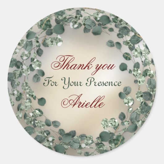 Vielen Dank Eucalyptus Birthday Bride Greenery Ivo Runder Aufkleber (Vorderseite)