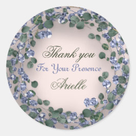 Vielen Dank Eucalyptus Birthday Mint Greenery Blue Runder Aufkleber