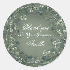 Vielen Dank Eucalyptus Birthday Mint Greenery Wood Runder Aufkleber