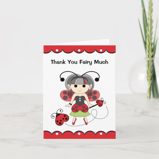 Vielen Dank Fairy viel Niedlich Red Ladybug Fairy Dankeskarte (Vorderseite)