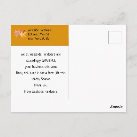 Vielen Dank Fall Business Erntedank Postkarte (Rückseite)