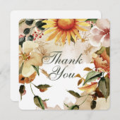 Vielen Dank Fall Themse mit Sonnenblumenrahmen Dankeskarte (Vorne/Hinten)