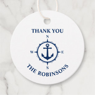 Vielen Dank Familie Name Compass Anchor Blue White Geschenkanhänger