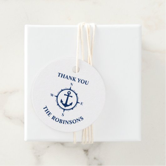 Vielen Dank Familie Name Compass Anchor Blue White Geschenkanhänger (Beispiel)