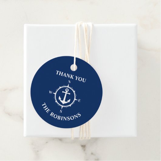 Vielen Dank Familie Name Compass Anchor Navy Blue Geschenkanhänger (Beispiel)