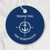 Vielen Dank Familie Name Compass Anchor Navy Blue Geschenkanhänger (Vorderseite)