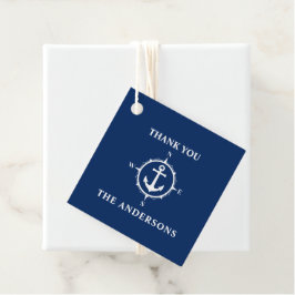 Vielen Dank Familienname Anchor Compass Navy Blue Geschenkanhänger