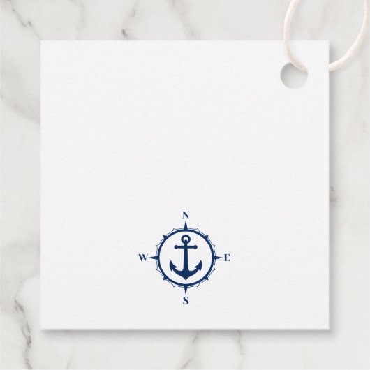 Vielen Dank Familienname Anchor Compass Navy Blue Geschenkanhänger (Rückseite)