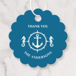 Vielen Dank Familienname Seepferd Anchor Aqua Blue Geschenkanhänger