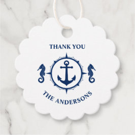Vielen Dank Familienname Seepferd Anchor Navy Blue Geschenkanhänger