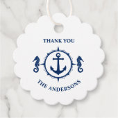 Vielen Dank Familienname Seepferd Anchor Navy Blue Geschenkanhänger (Vorderseite)