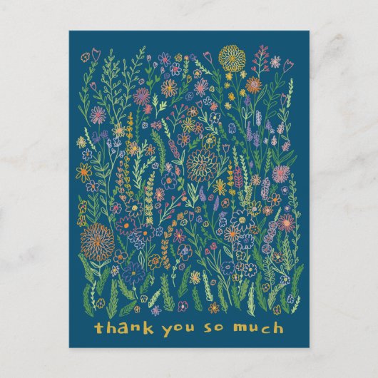 Vielen Dank, farbenfrohe Blume Fields Meadow Flora Postkarte (Vorderseite)