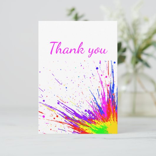 Vielen Dank farbenfrohe Fun Explosion Fireworks Dankeskarte (Stehend Vorderseite)