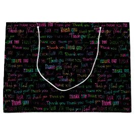 Vielen Dank, farbenfroher Glitzer auf Black Disco  Große Geschenktüte