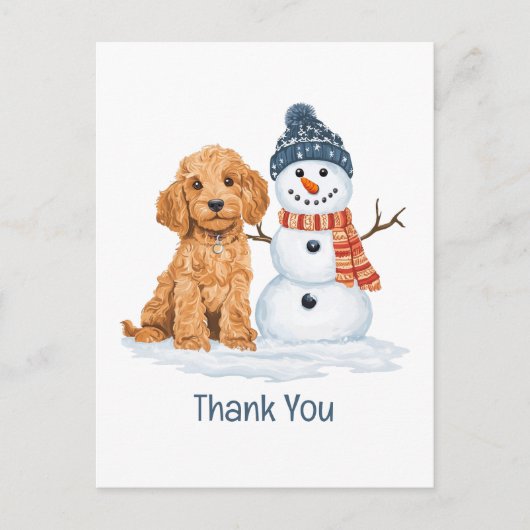 Vielen Dank Feiertag Winter Goldendoodle Hund Schn Postkarte (Vorderseite)