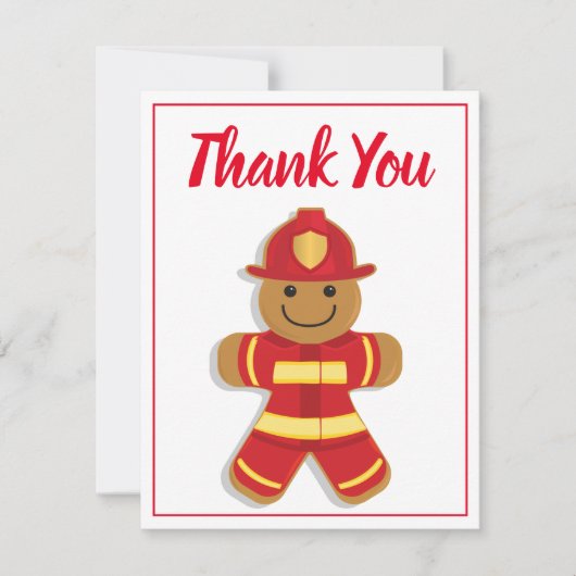 Vielen Dank Firefighter Gingerbread Mann lächeln Dankeskarte (Vorderseite)