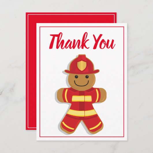Vielen Dank Firefighter Gingerbread Mann lächeln Dankeskarte (Vorne/Hinten)