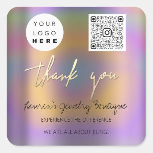 Vielen Dank Firmenname Logo Qr Code Shop Lila Quadratischer Aufkleber