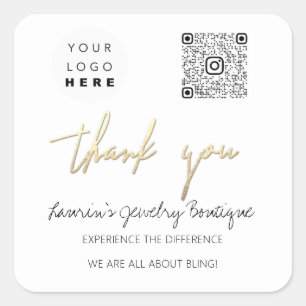 Vielen Dank Firmenname Logo QrCode Online Shop Wei Quadratischer Aufkleber