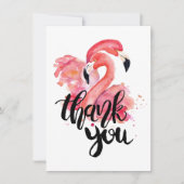Vielen Dank Flamingos Watercolor Flat Card Dankeskarte (Vorderseite)