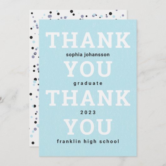 Vielen Dank Flat Abschluss Arctic Blue Dankeskarte (Vorne/Hinten)