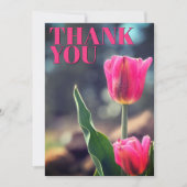 Vielen Dank Flat Card Pink Tulip Foto Custom Dankeskarte (Vorderseite)
