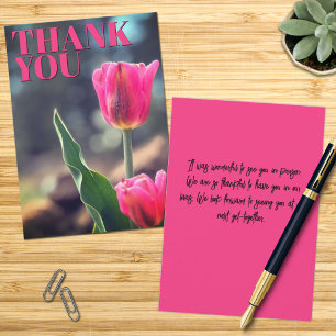 Vielen Dank Flat Card Pink Tulip Foto Custom Dankeskarte
