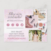 Vielen Dank Floral Antlers Pink Gold Marmor 4-Foto Postkarte (Rückseite)