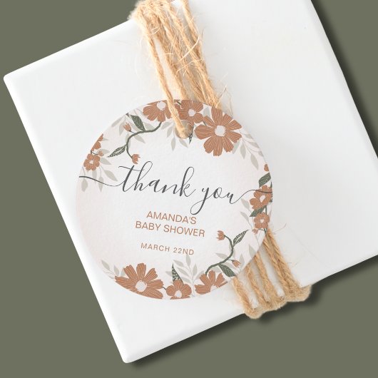 Vielen Dank, Floral Baby in Blütendusche Geschenkanhänger