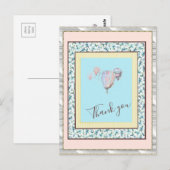 Vielen Dank Floral Blue Balloon Spark Silver Postkarte (Vorne/Hinten)