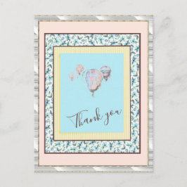 Vielen Dank Floral Blue Balloon Spark Silver Postkarte
