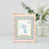 Vielen Dank Floral Blue Gold Spark Abstrakt Postkarte (Stehend Vorderseite)