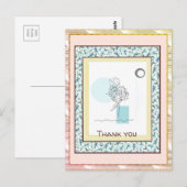 Vielen Dank Floral Blue Gold Spark Abstrakt Postkarte (Vorne/Hinten)