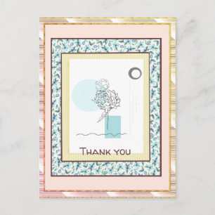 Vielen Dank Floral Blue Gold Spark Abstrakt Postkarte