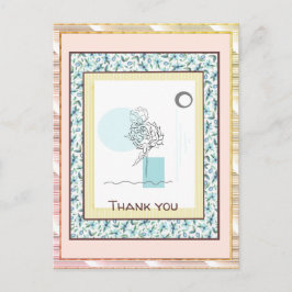 Vielen Dank Floral Blue Gold Spark Abstrakt Postkarte