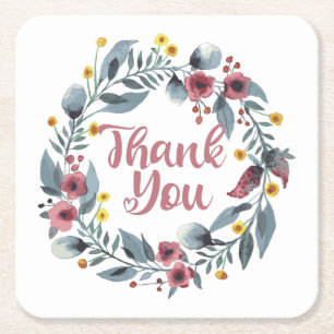 Vielen Dank - Floral Handwriting Vielen Dank Rechteckiger Pappuntersetzer