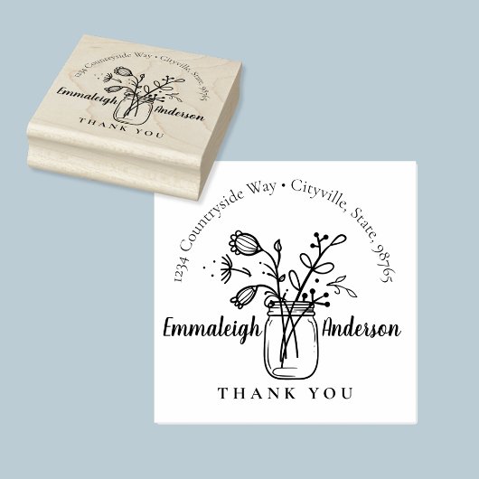 Vielen Dank Floral Mason Jar Small Business Briefm Gummistempel