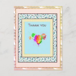 Vielen Dank Floral Pink Balloon Gold Spark Postkarte