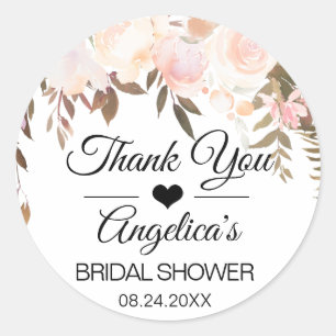 Vielen Dank, Floral Pink Cream Wedding Bridal Runder Aufkleber