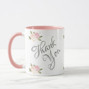 Vielen Dank, Floral Pink Watercolor Hübsch Tasse