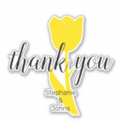 Vielen Dank Floral Yellow Tulips Custom Wedding 20 Aufkleber (Vorderseite)